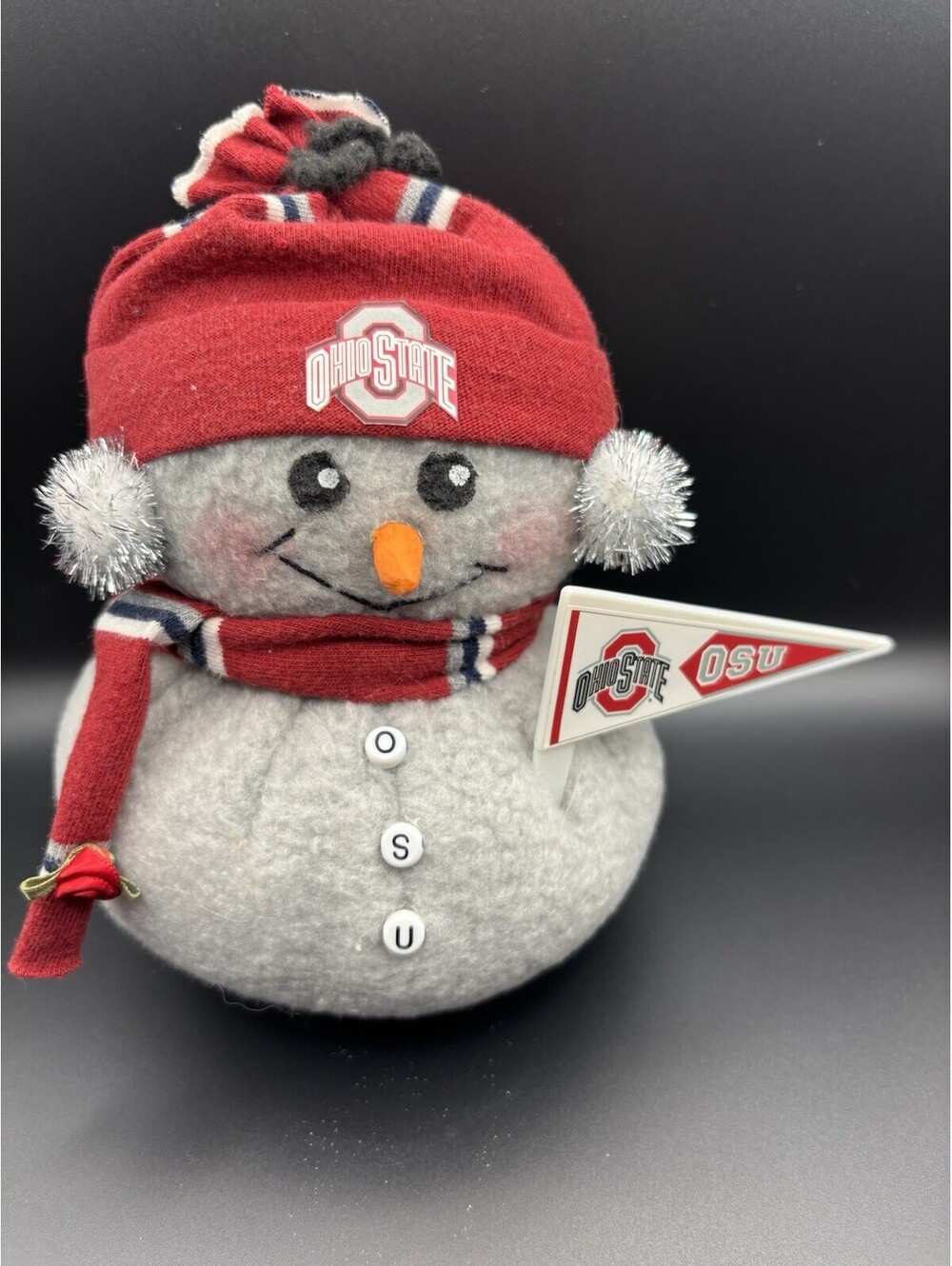 Ohio State Buckeyes Chilly Snowman Plush Centerpiece Memory Company OSU Pennant